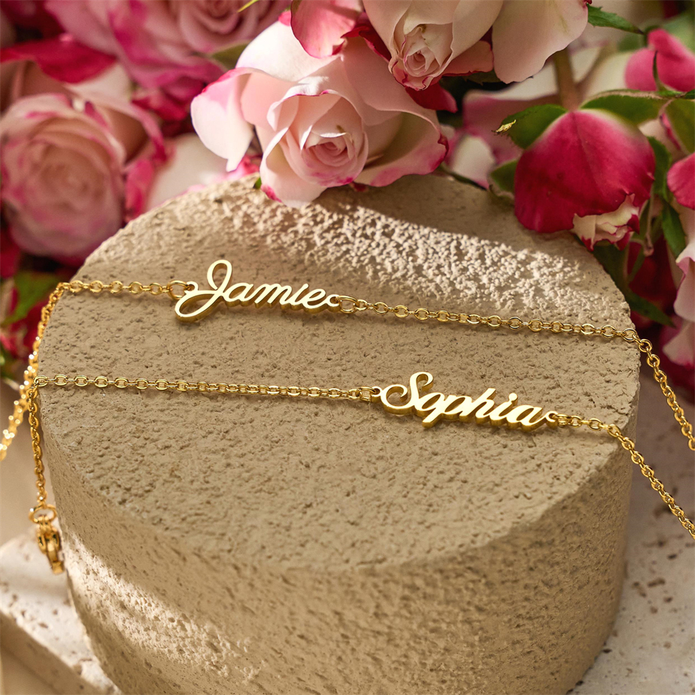 Lobster Clasp Silver - Custom Name Bracelet 18K Gold Plated