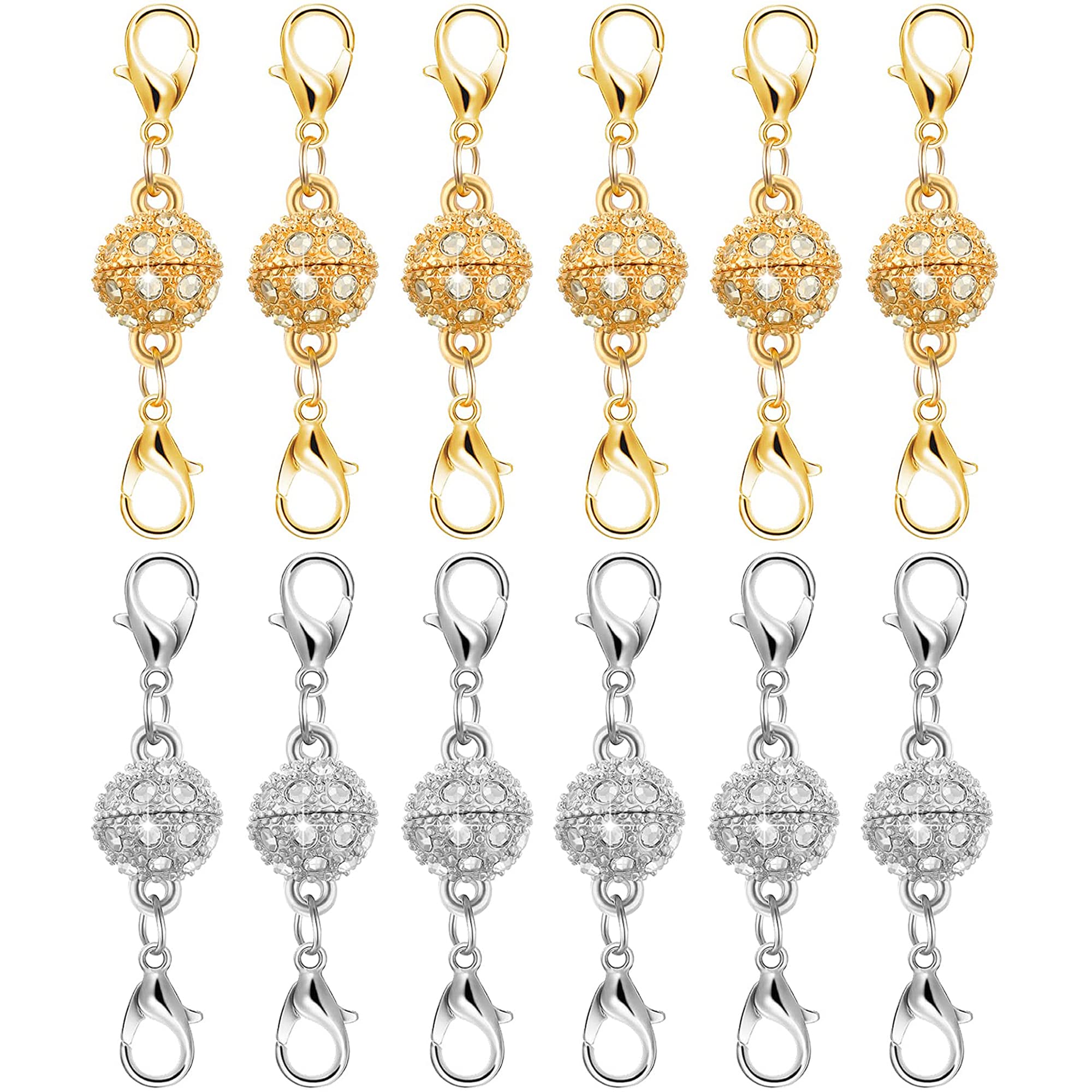 Lobster Clasp Silver - 12 Pieces Magnetic Necklace Clasps, Double