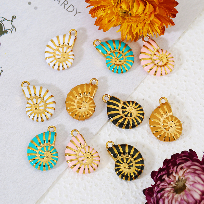 Jewelry Making Materials Wholesale - 4pcs Stainless Steel Conch Gold Plating