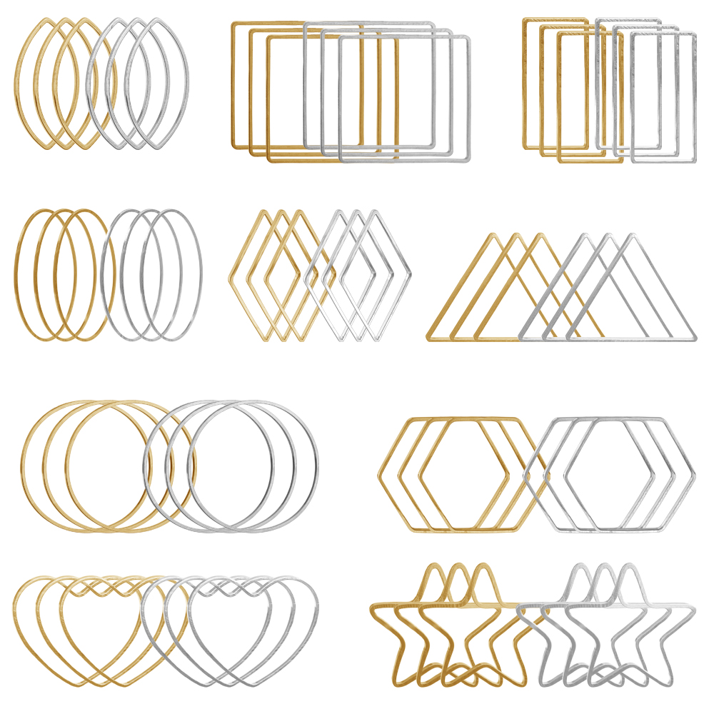 Jewelry Making Pins - 20Pcs Gold Silver Hollow Frame Bezel