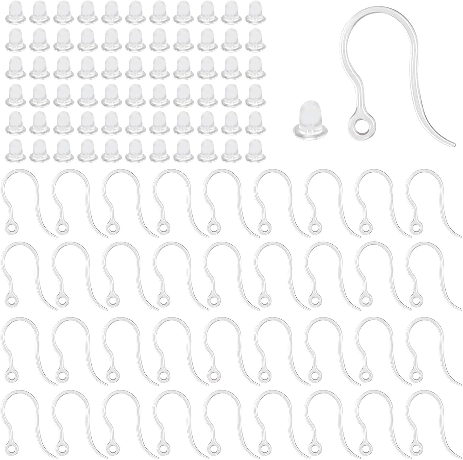 Jewelry Making Pins - 40pcs Clear Plastic Earring Hooks Ear