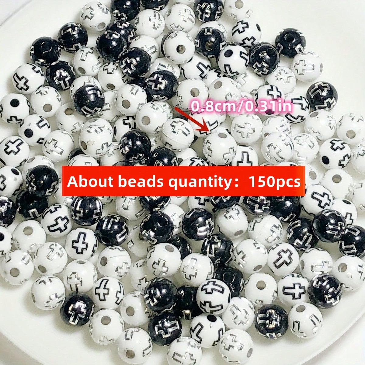 8mm 150pcs Black And White Cro - Jewelry Making Business recensione e prezzo