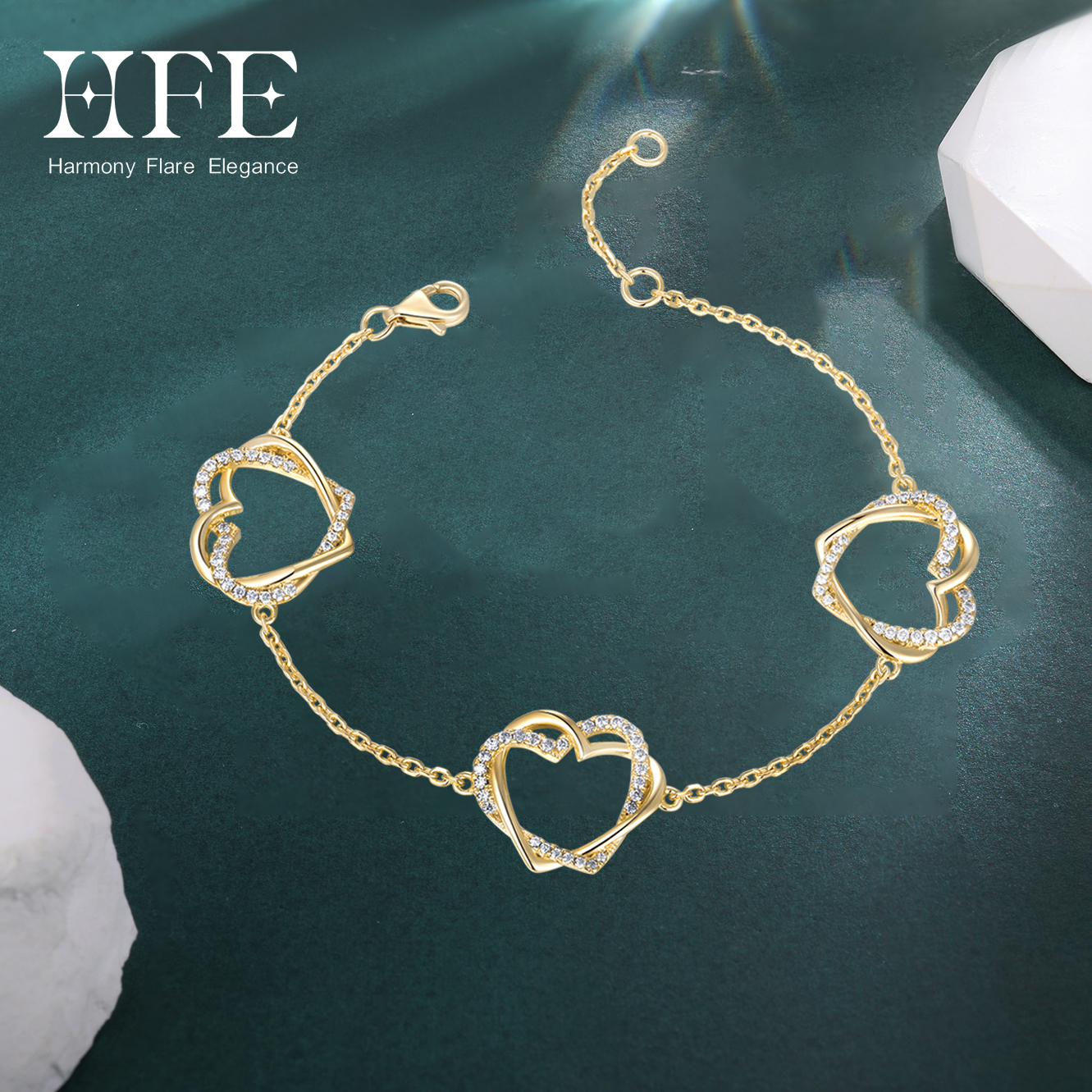 HFE Moissanite Double Hearts C - Lobster Clasp Silver recensione e prezzo