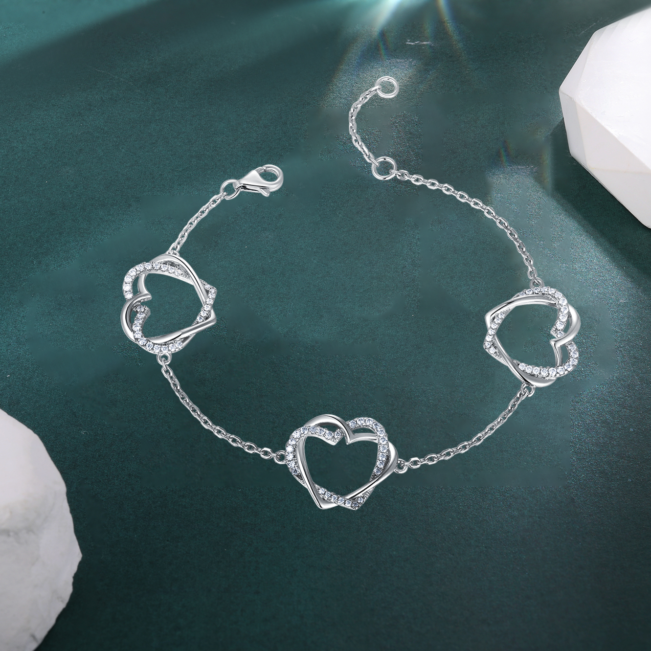 HFE Moissanite Double Hearts C - Lobster Clasp Silver recensione e prezzo