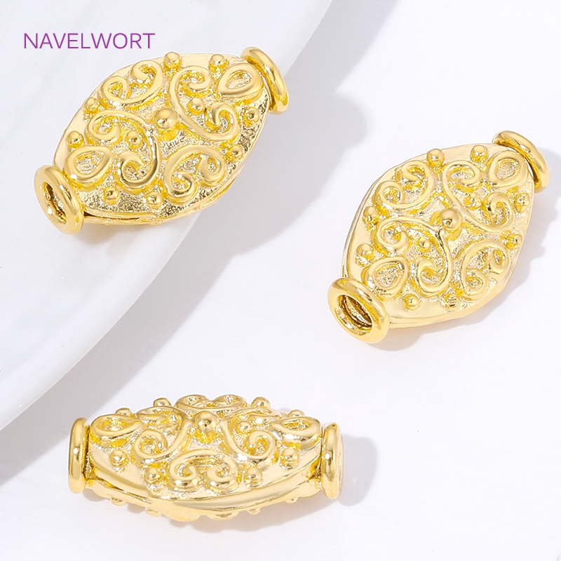 18K Gold Plated Oval Loose Bea - Jewelry Making Items recensione e prezzo