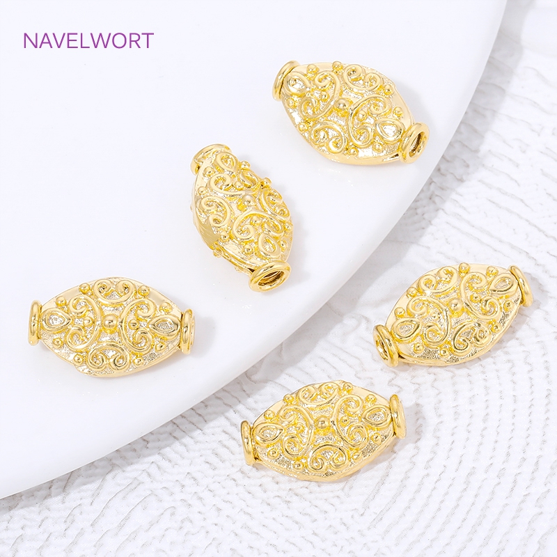 18K Gold Plated Oval Loose Bea - Jewelry Making Items recensione e prezzo